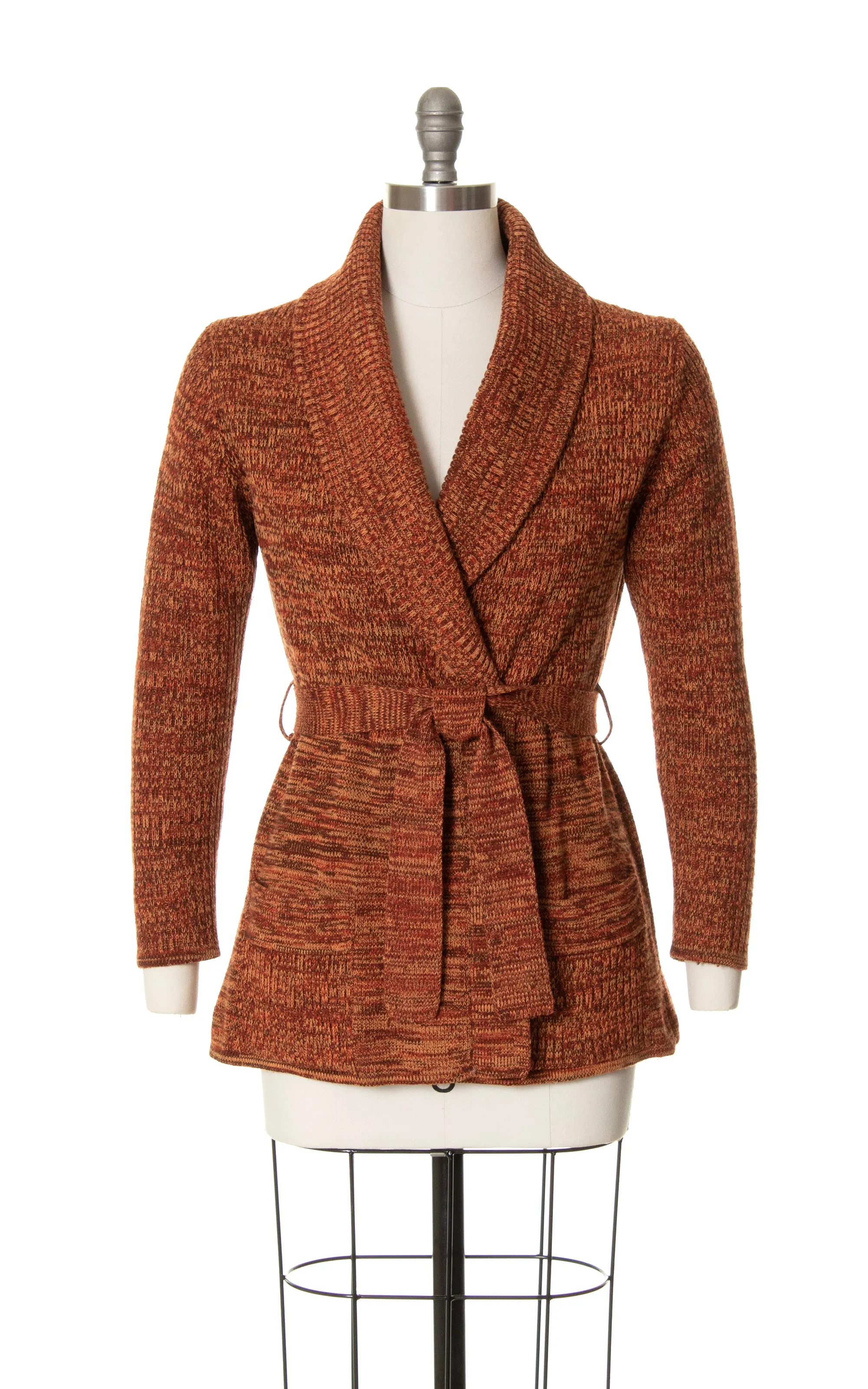 1970s Space Dye Belted Sweater Coat | x-small/small