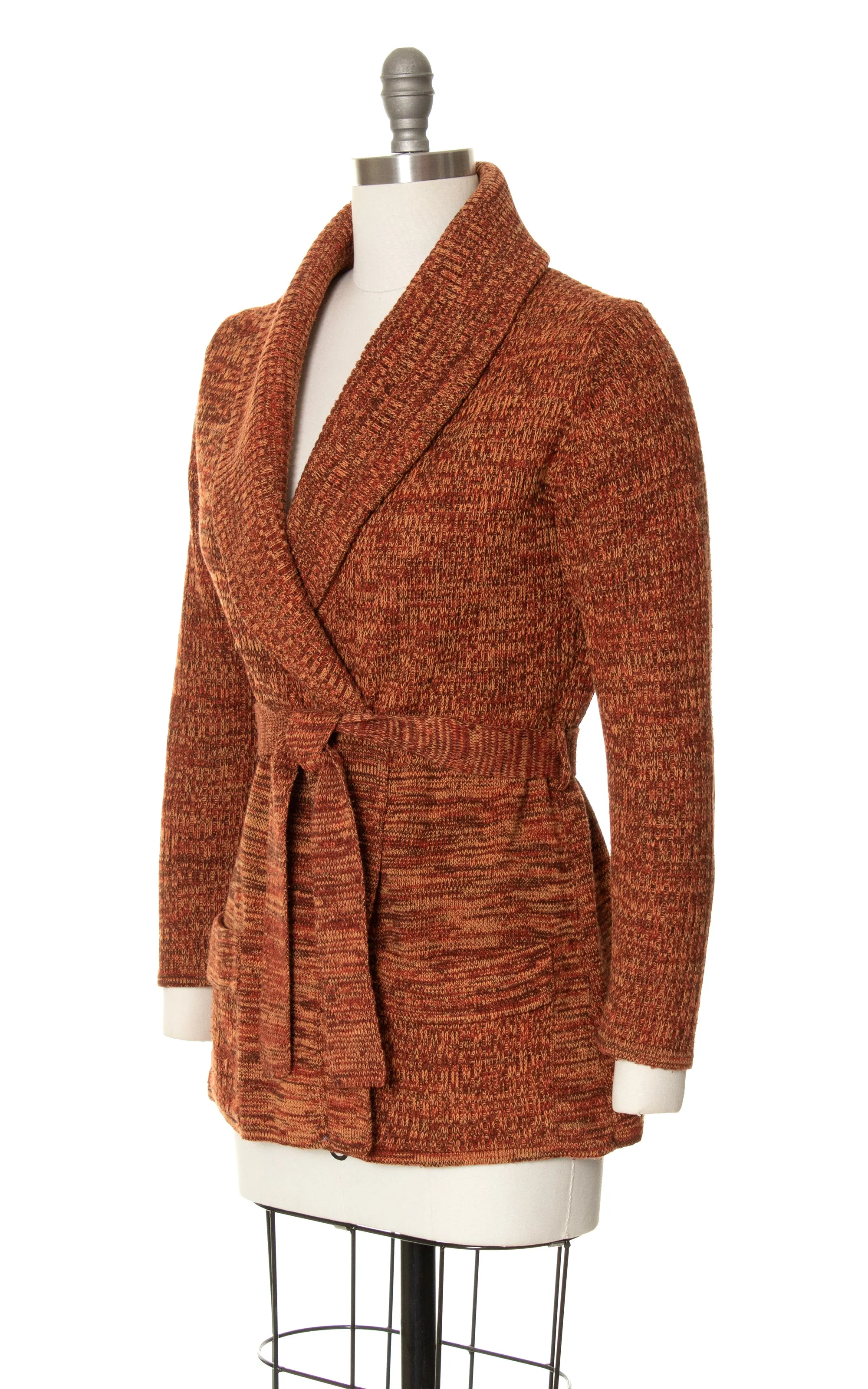 1970s Space Dye Belted Sweater Coat | x-small/small