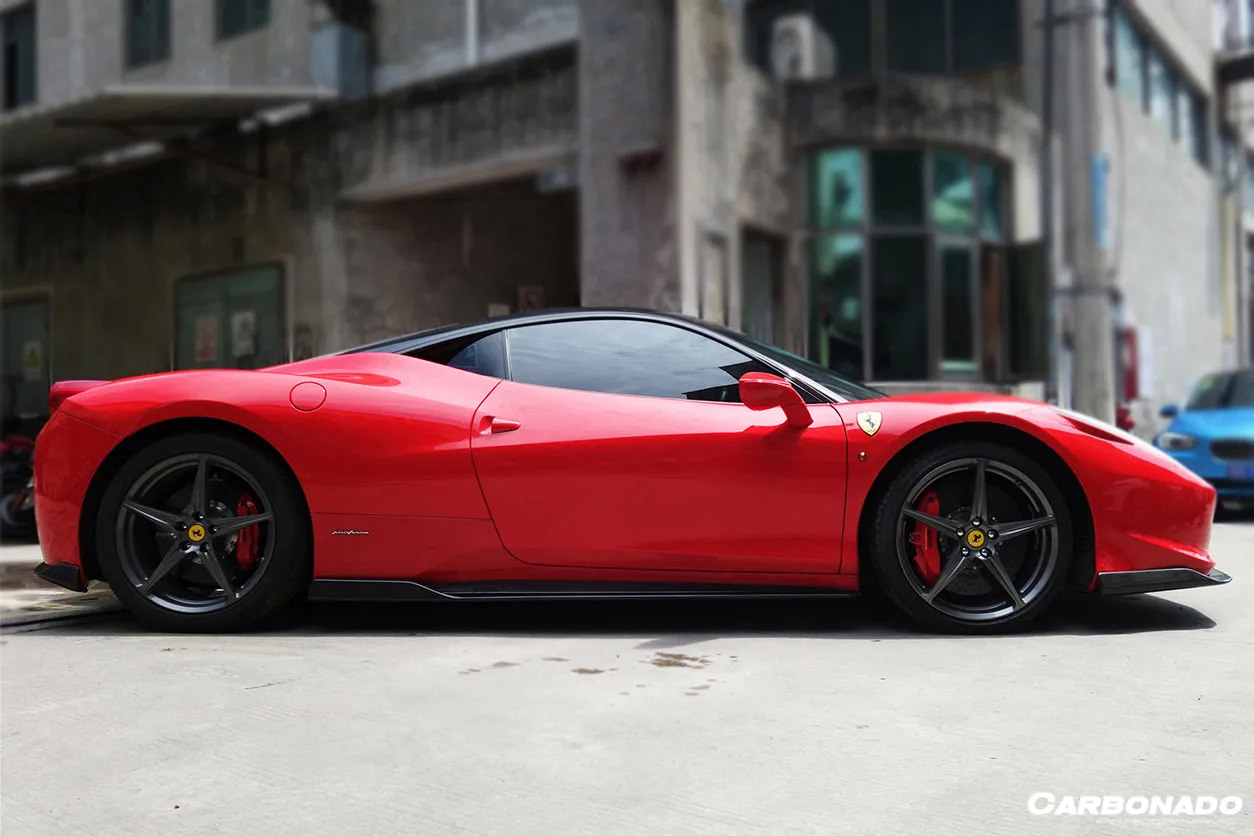 2010-2015 Ferrari 458 Coupe & Spider AV Style Carbon Fiber Side Skirts Under Board