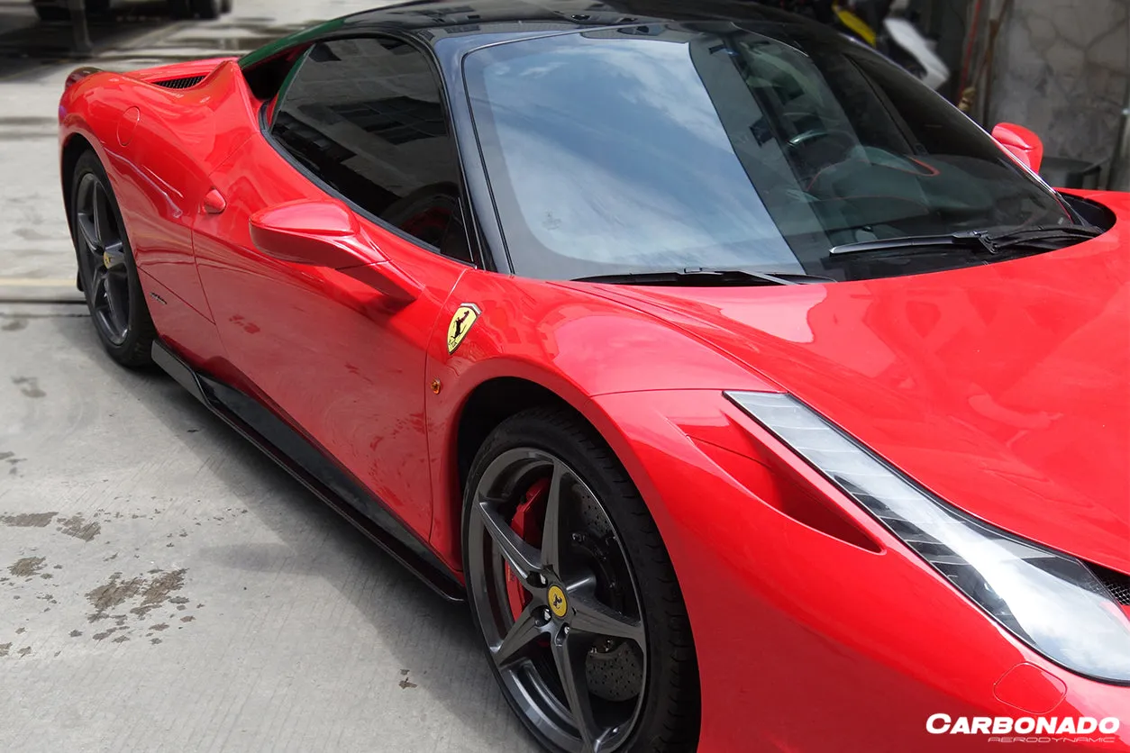 2010-2015 Ferrari 458 Coupe & Spider AV Style Carbon Fiber Side Skirts Under Board