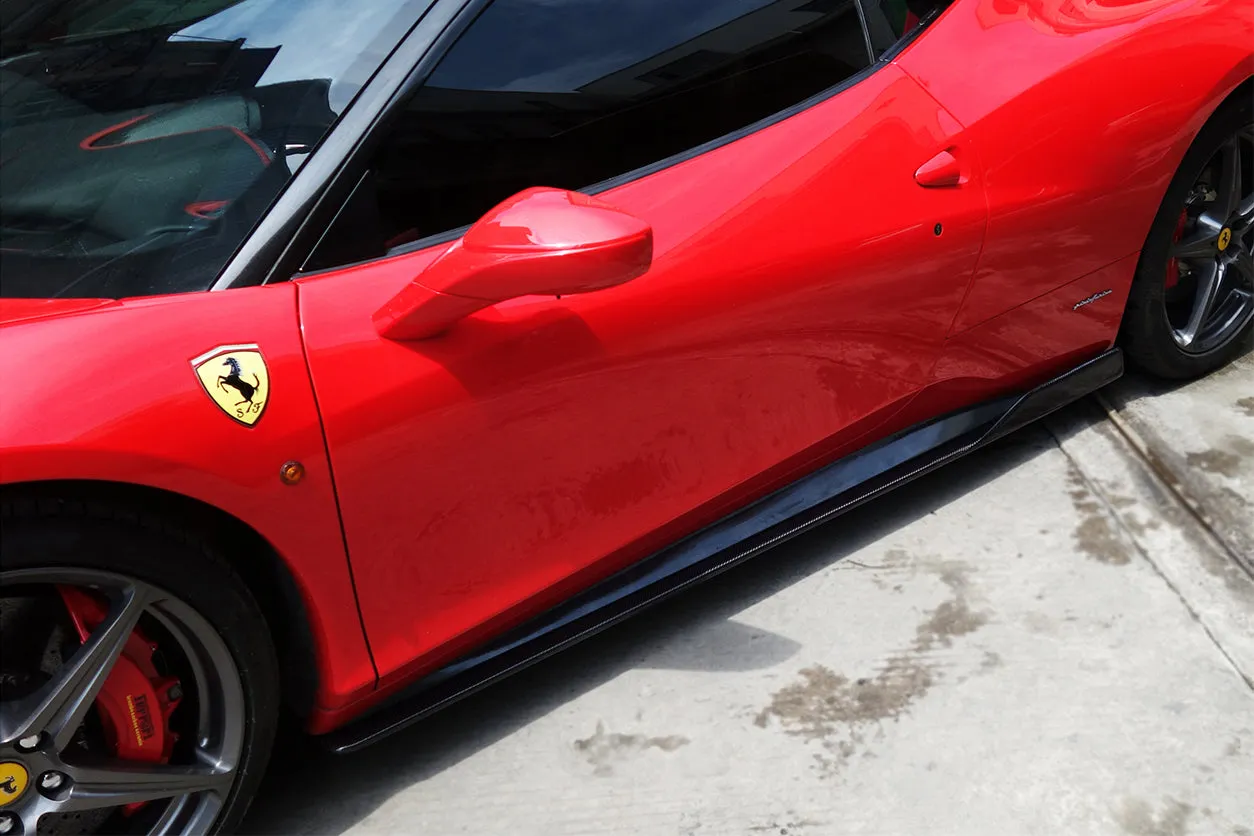 2010-2015 Ferrari 458 Coupe & Spider AV Style Carbon Fiber Side Skirts Under Board