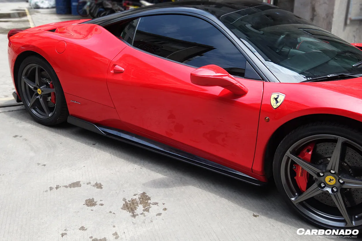 2010-2015 Ferrari 458 Coupe & Spider AV Style Carbon Fiber Side Skirts Under Board