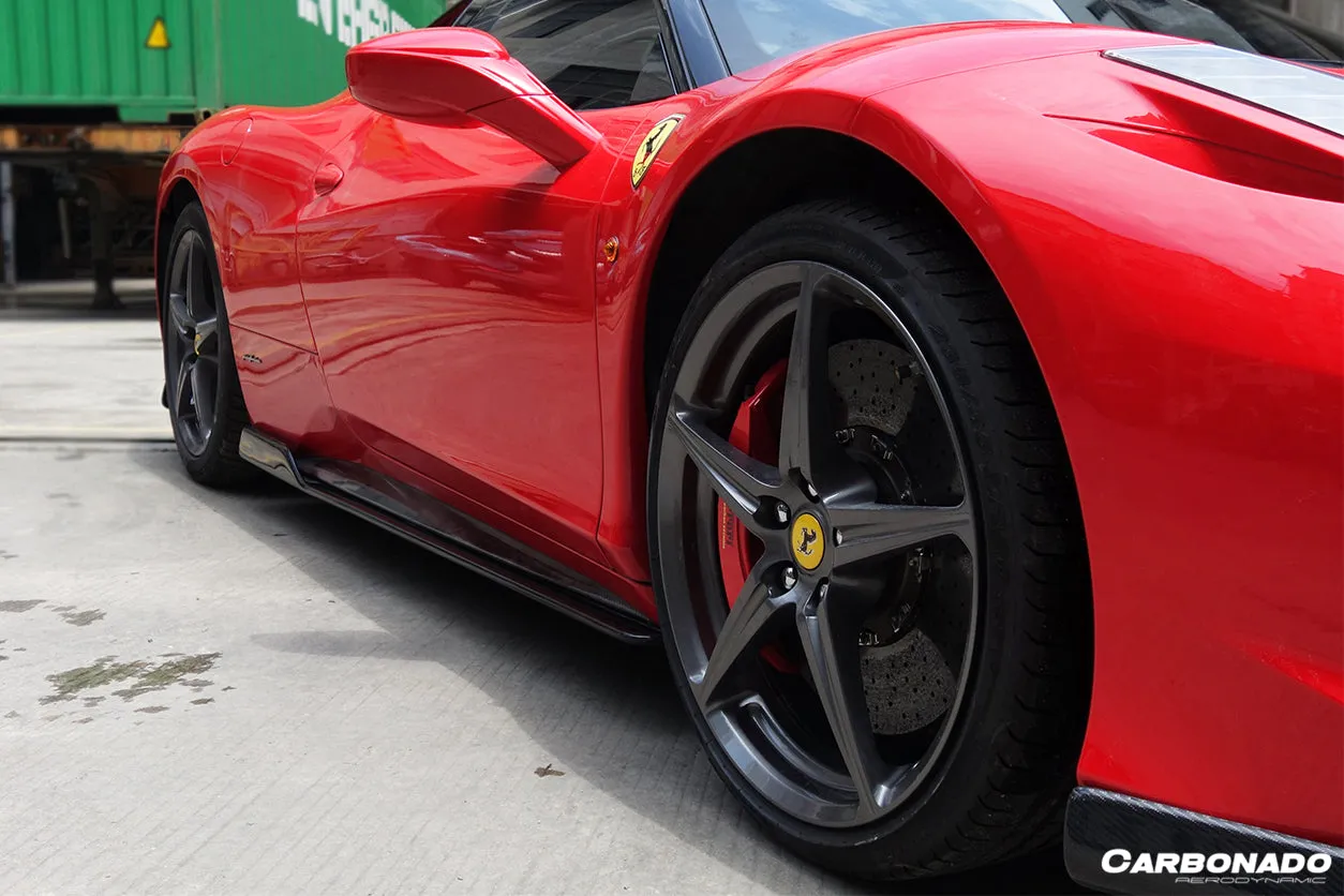2010-2015 Ferrari 458 Coupe & Spider AV Style Carbon Fiber Side Skirts Under Board