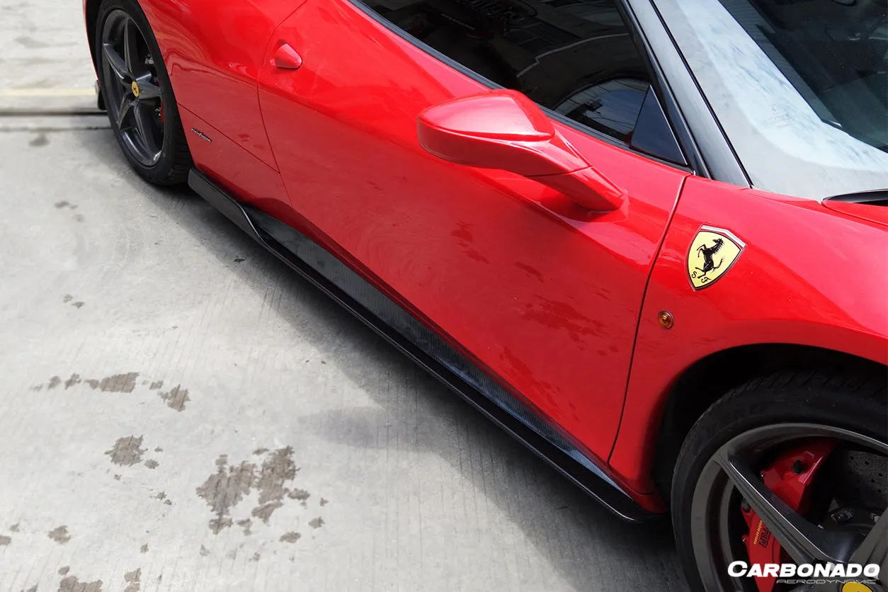 2010-2015 Ferrari 458 Coupe & Spider AV Style Carbon Fiber Side Skirts Under Board