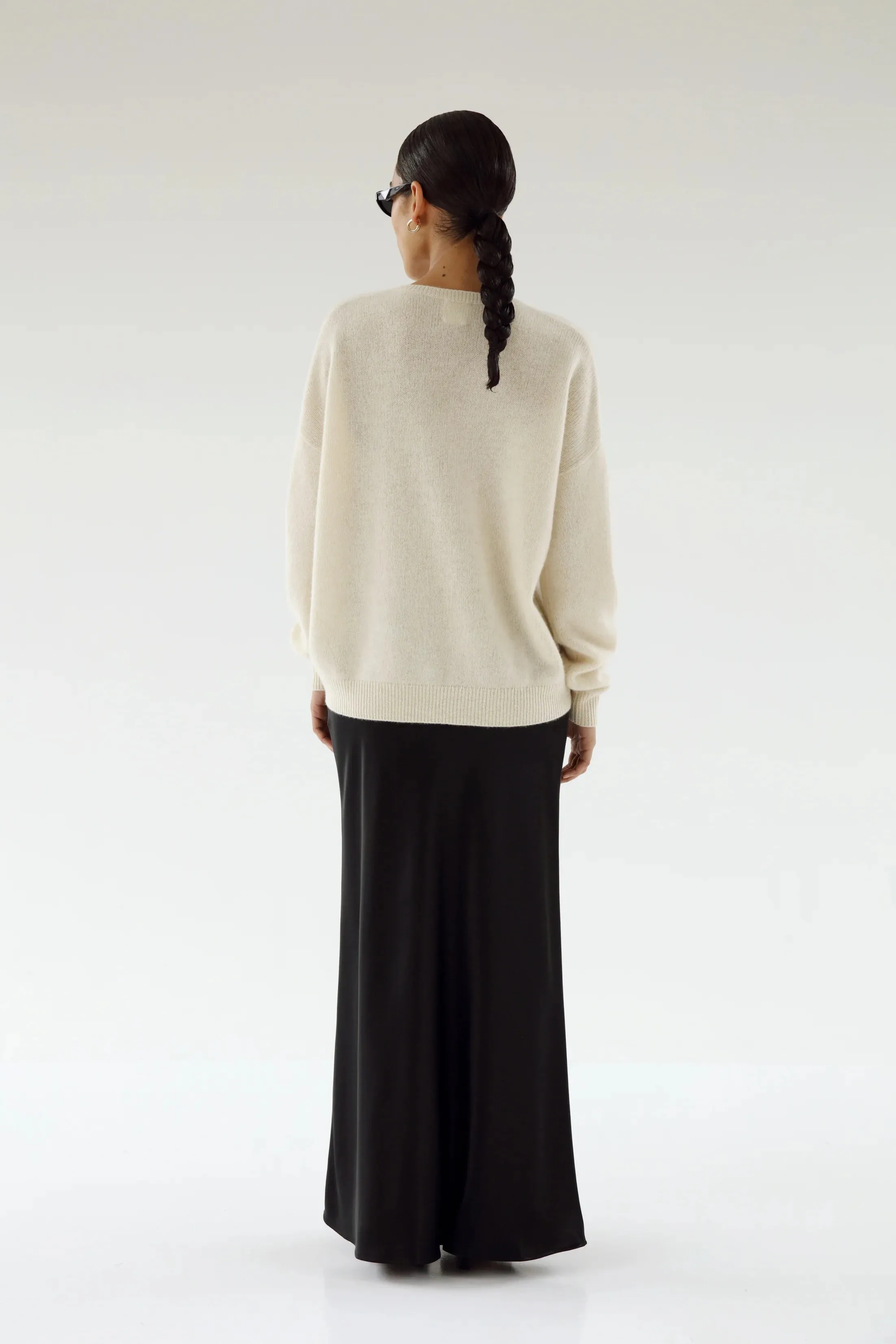 Almada Label Zaya V-Neck Sweater in Buttercream