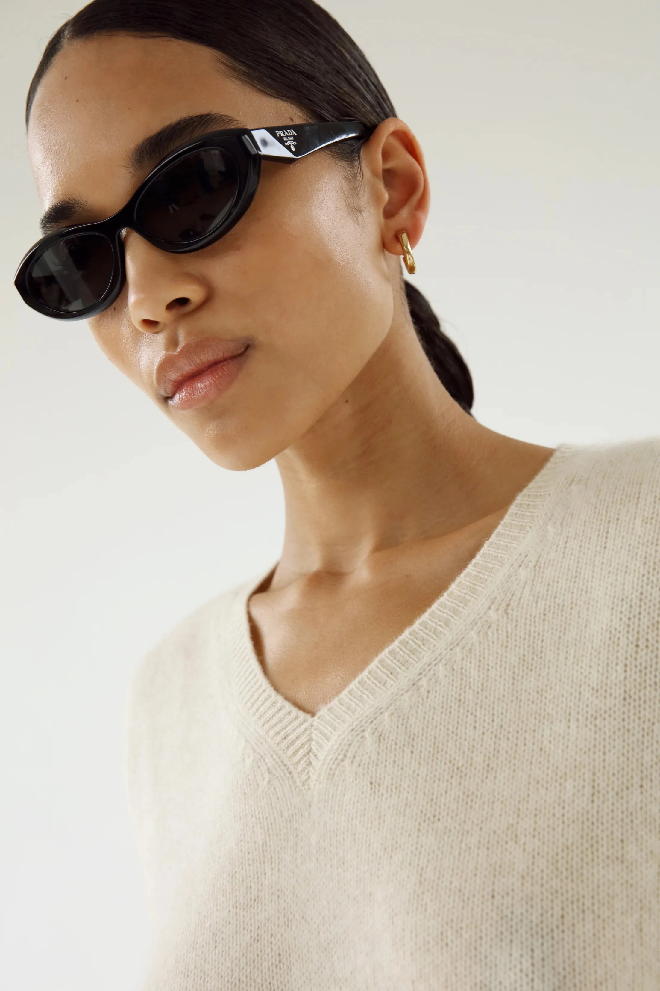 Almada Label Zaya V-Neck Sweater in Buttercream