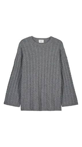 Almada Noa Cable Knit Sweat in Grey