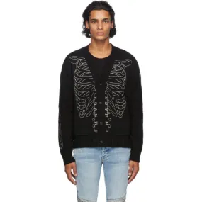 AMIRI Black Intarsia Skeleton Cardigan