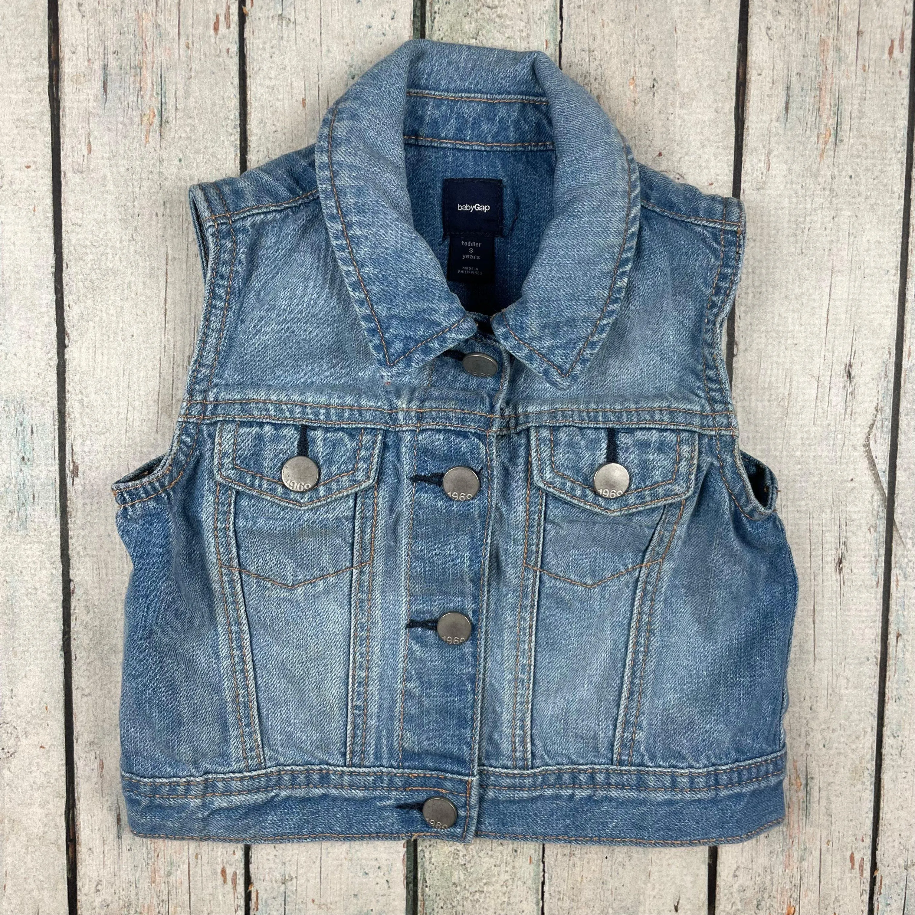 Baby Gap Classic Denim Sleeveless Jacket - Size 3Y