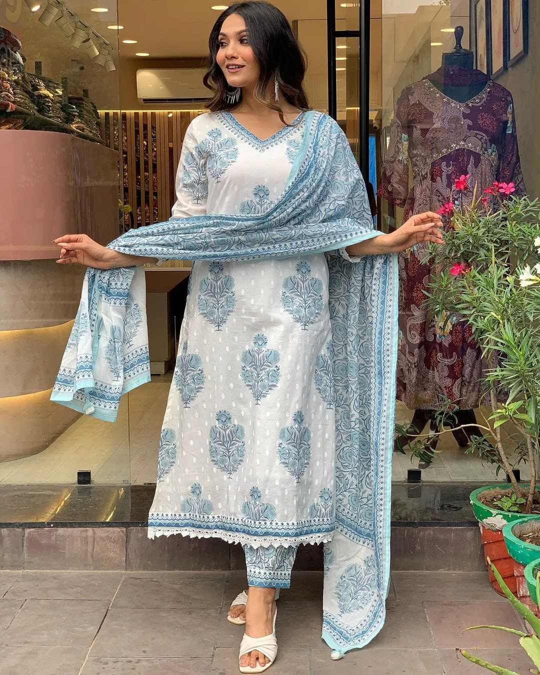 Beautiful Designer Premium Cotton Afghani Pocket Salwar Suit