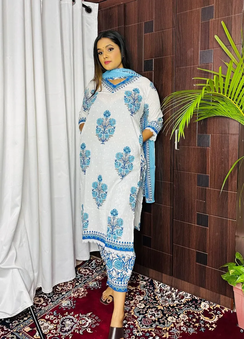 Beautiful Designer Premium Cotton Afghani Pocket Salwar Suit