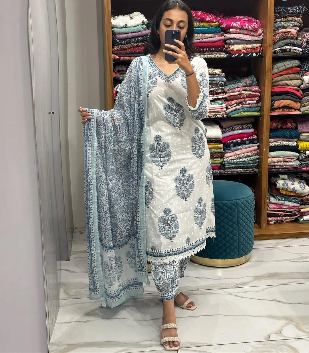 Beautiful Designer Premium Cotton Afghani Pocket Salwar Suit