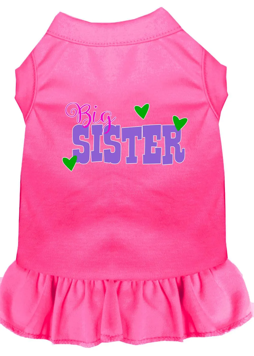 Big Sister Screen Print Dog Dress Bright Pink Xxxl