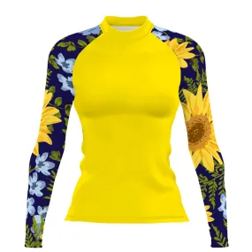 Blue Sunflower - Women's Surf UPF50  Long Sleeve Rash Guard