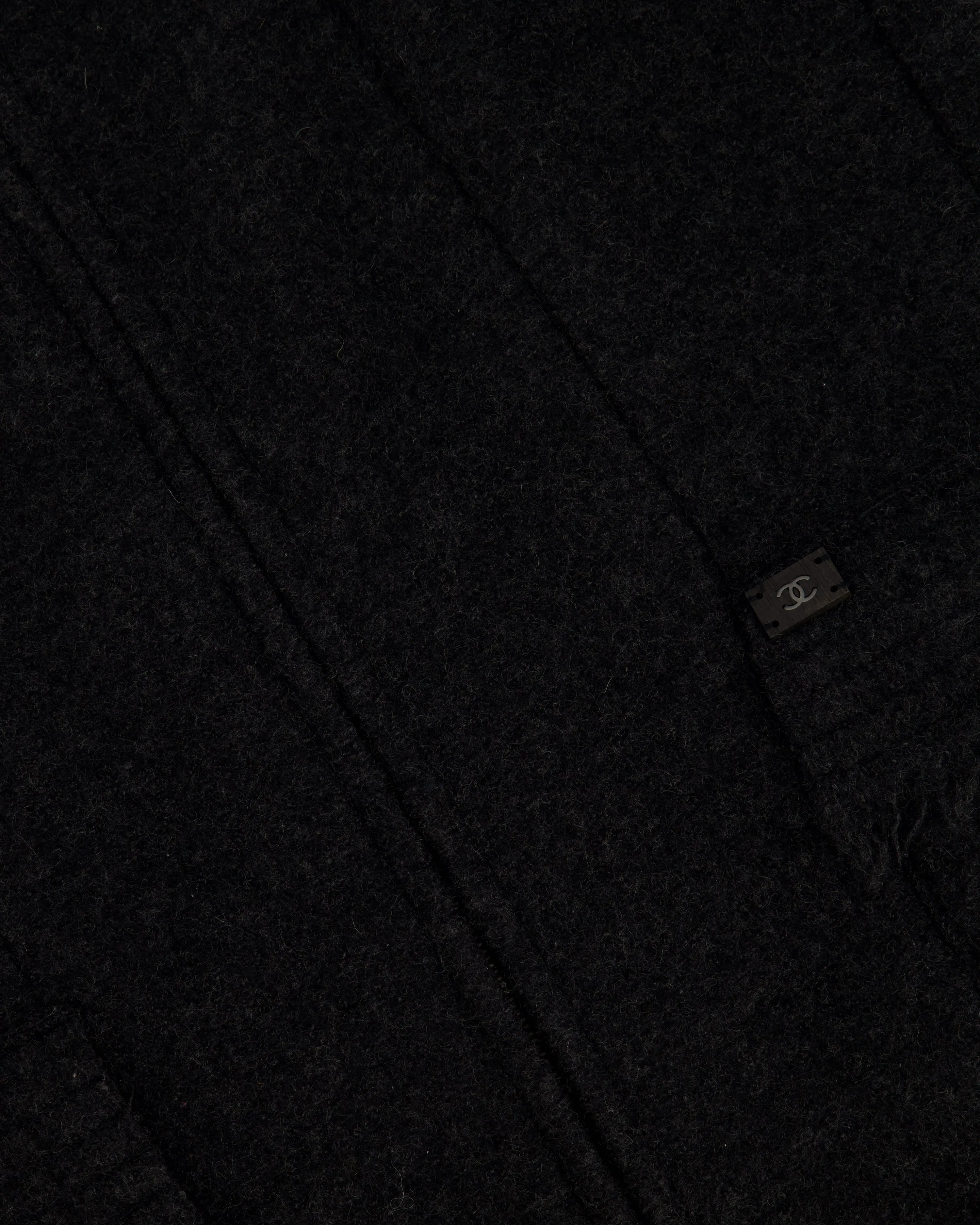Chanel Charcoal Short Sleeve Mid Length Pocketed Jacket with Frayed Detail FR 34 (UK 6)