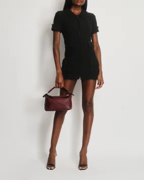 Chanel Charcoal Short Sleeve Mid Length Pocketed Jacket with Frayed Detail FR 34 (UK 6)