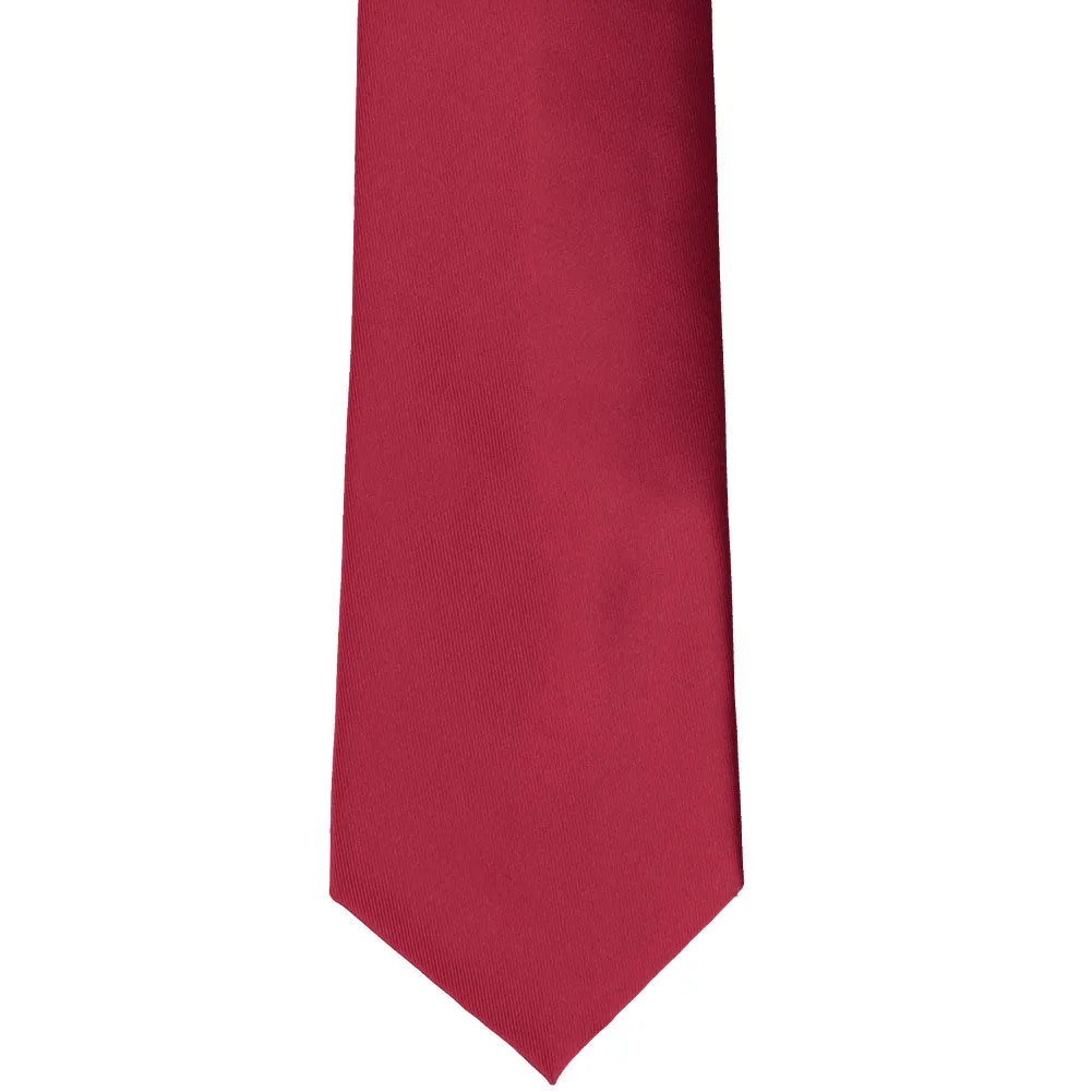 Crimson Red Solid Color Clip-On Tie