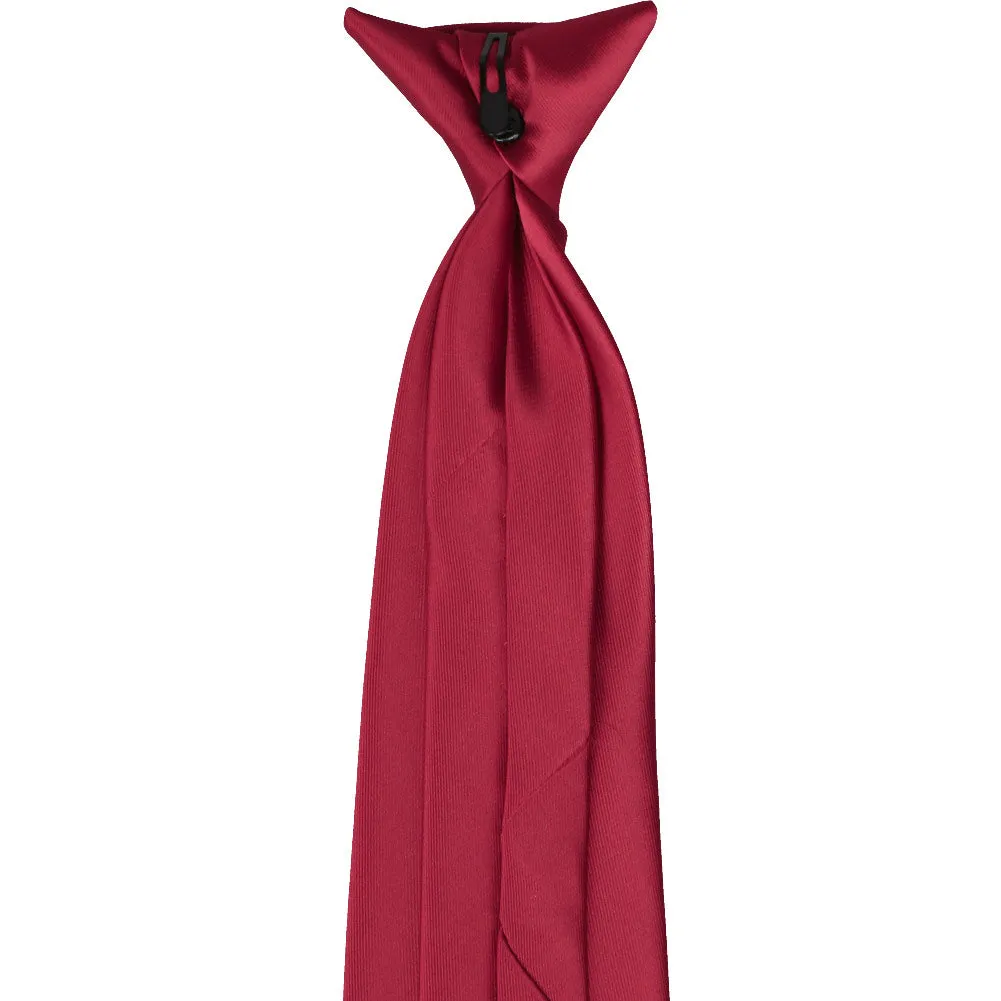 Crimson Red Solid Color Clip-On Tie