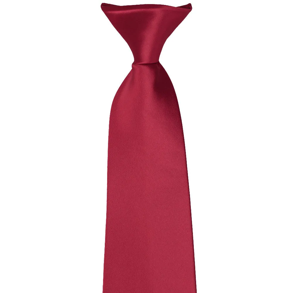 Crimson Red Solid Color Clip-On Tie