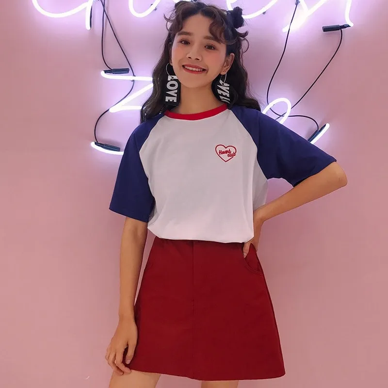 Cute Pink Fresh College Wind T-shirts
