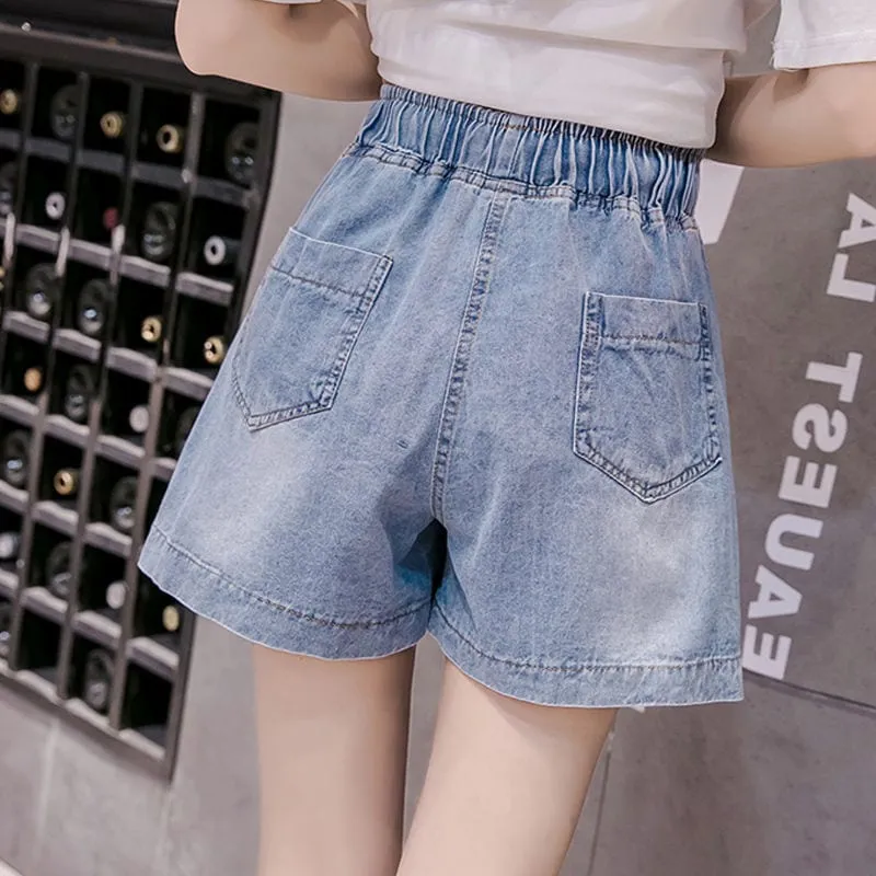 Cute Ribbon Skater Denim Shorts