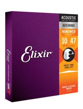 Elixir E11002 Nano 80/20 Acoustic 10-47 XL Set