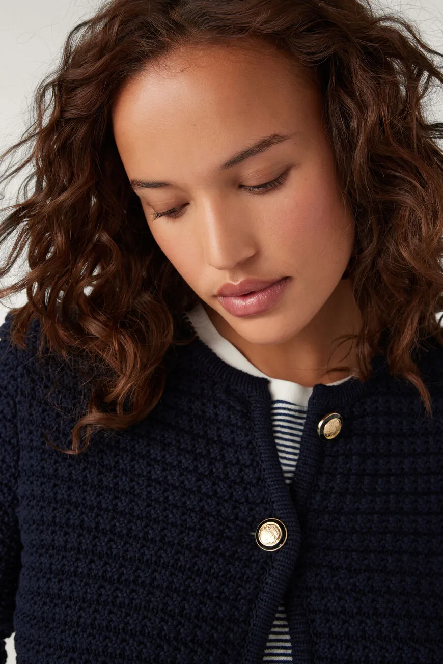 Gaspard Knitted Cardigan Marine