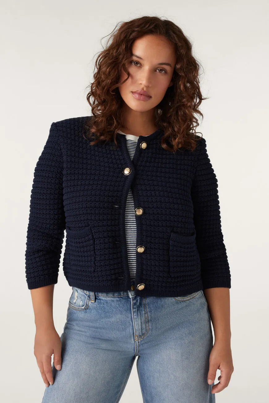 Gaspard Knitted Cardigan Marine