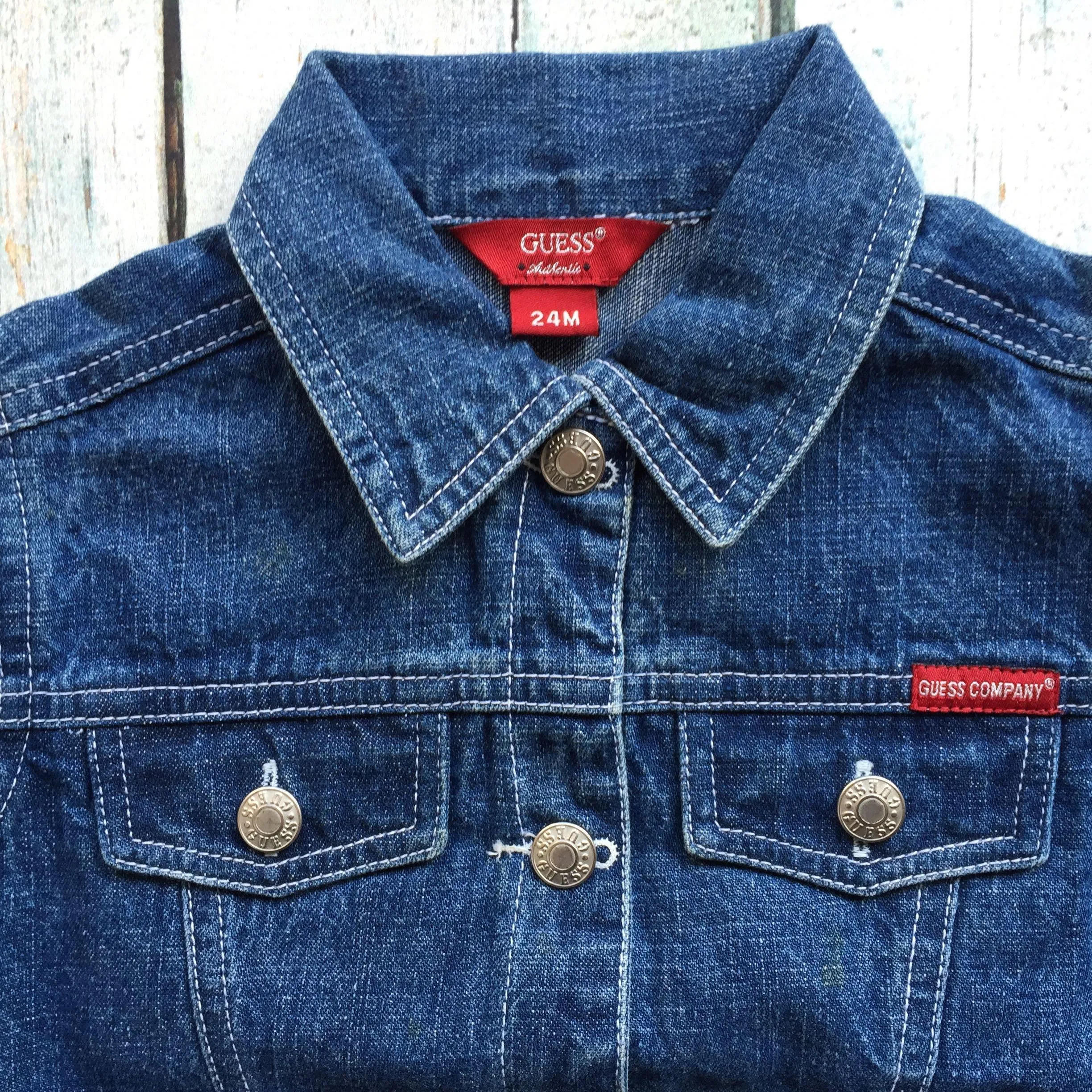 Guess Embroidered Girls Denim Jacket - Size 24M