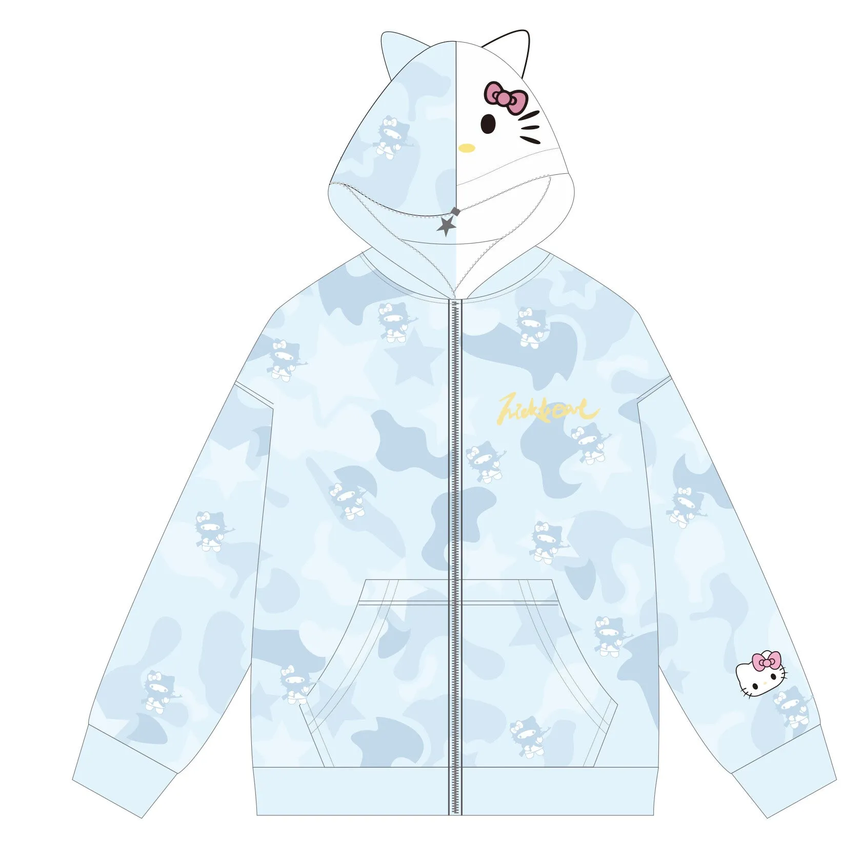 Kawaii American Style Kitty printed Hooded Coat