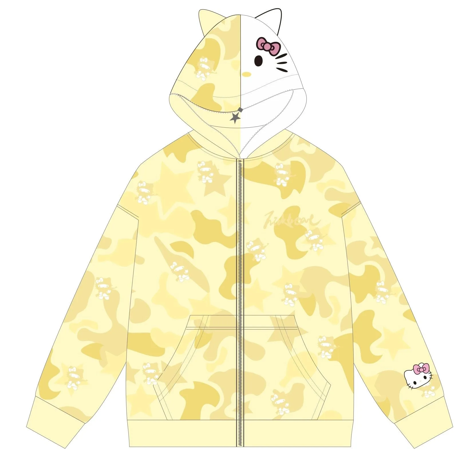 Kawaii American Style Kitty printed Hooded Coat