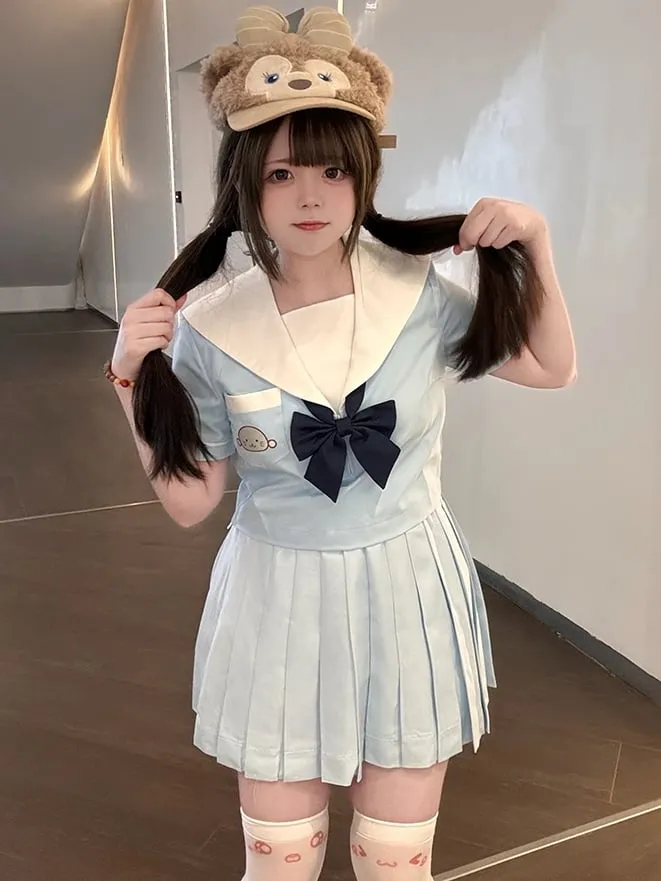 Light Blue JK Uniform Pleated Skirt