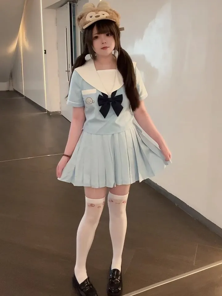 Light Blue JK Uniform Pleated Skirt