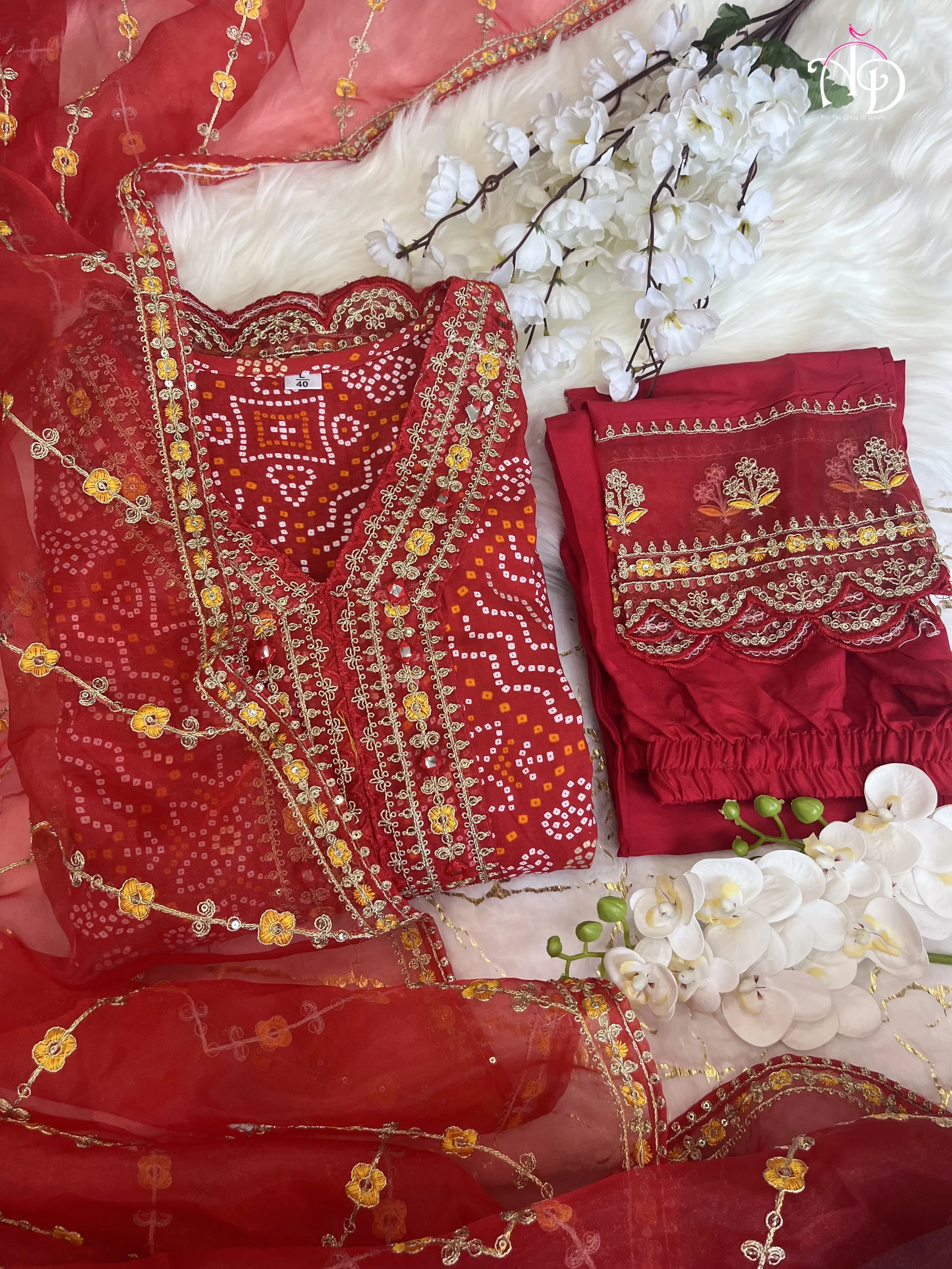 Meera Designer Red Voluminous Anarkali Readymade Suit