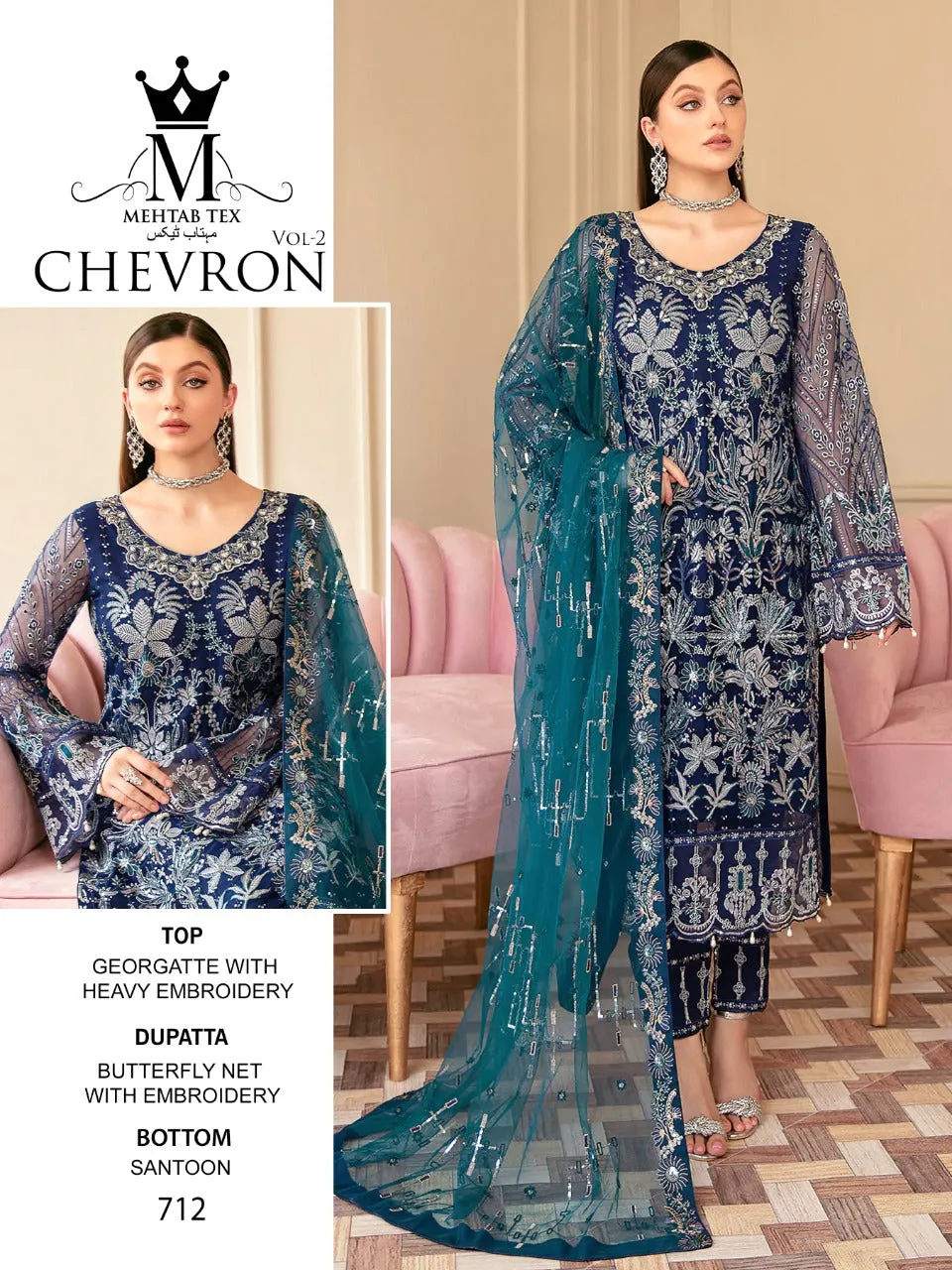 MEHTAB CHEVRON 2 GEORGETTE SUIT