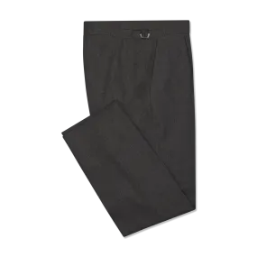 Pleat Front Trouser in Charcoal Grey Flannel