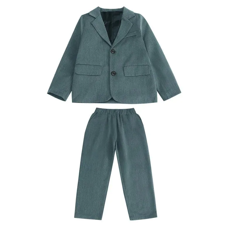 Suits for Boys Spring Fall Long Sleeve Casual Blazer Jacket Trouser 2pcs School Uniform Teen Kids Clothes Set