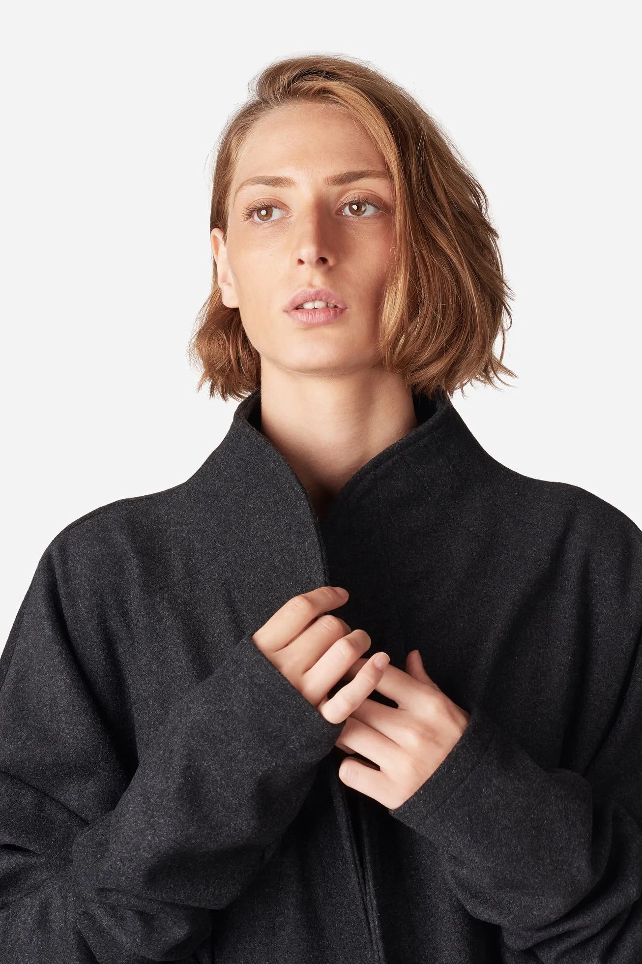 Wool coat with handmade embroidery