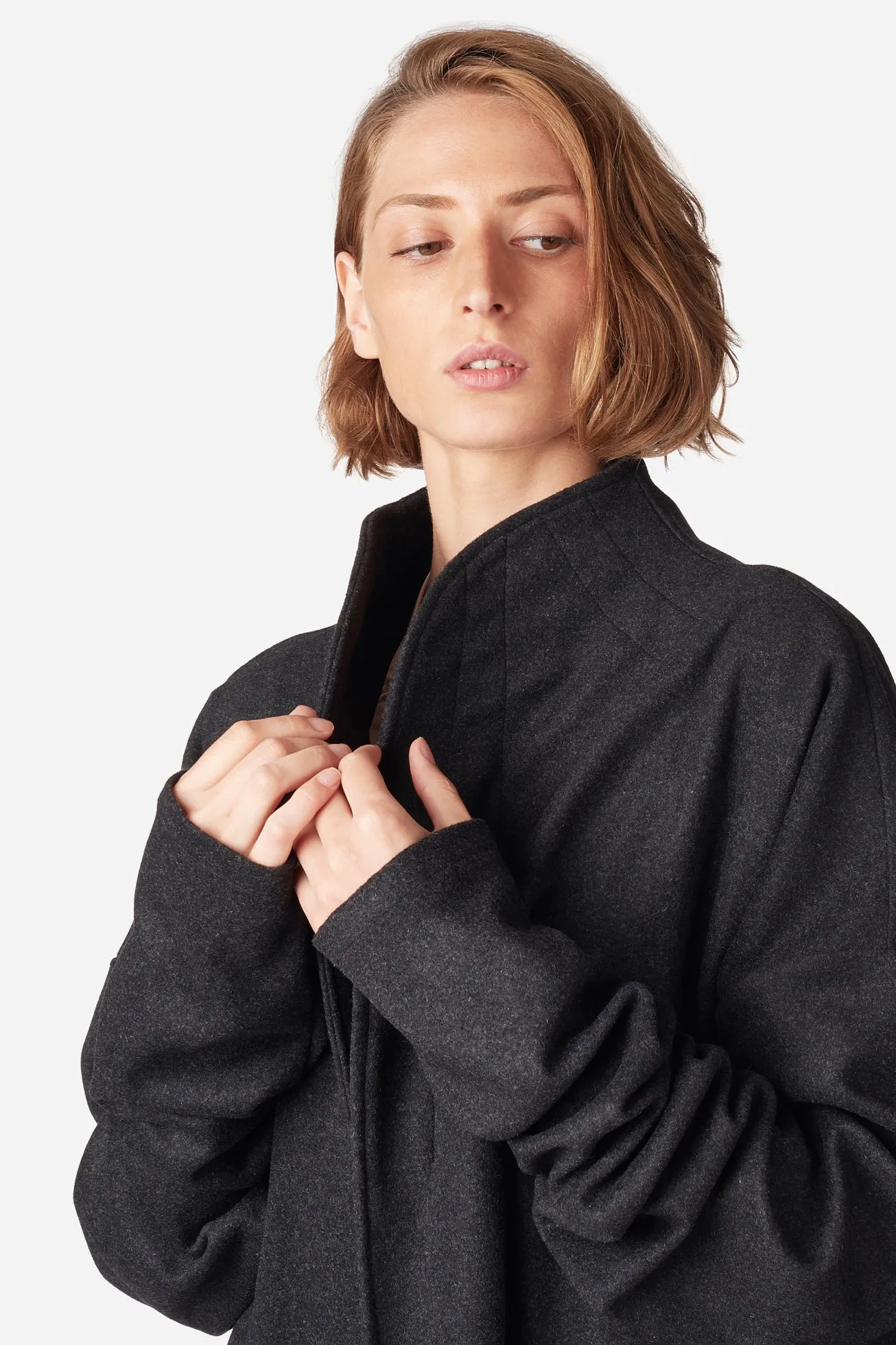 Wool coat with handmade embroidery