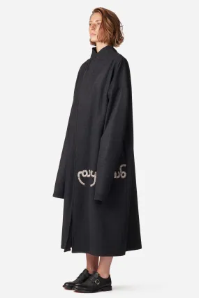 Wool coat with handmade embroidery